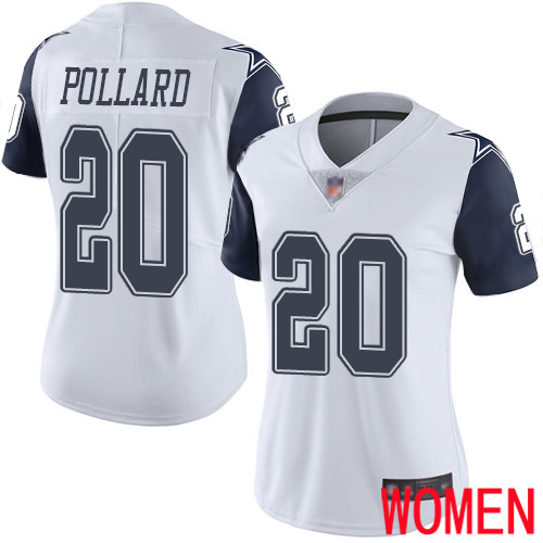 Women Dallas Cowboys Limited White Tony Pollard #20 Rush Vapor Untouchable NFL Jersey->women nfl jersey->Women Jersey